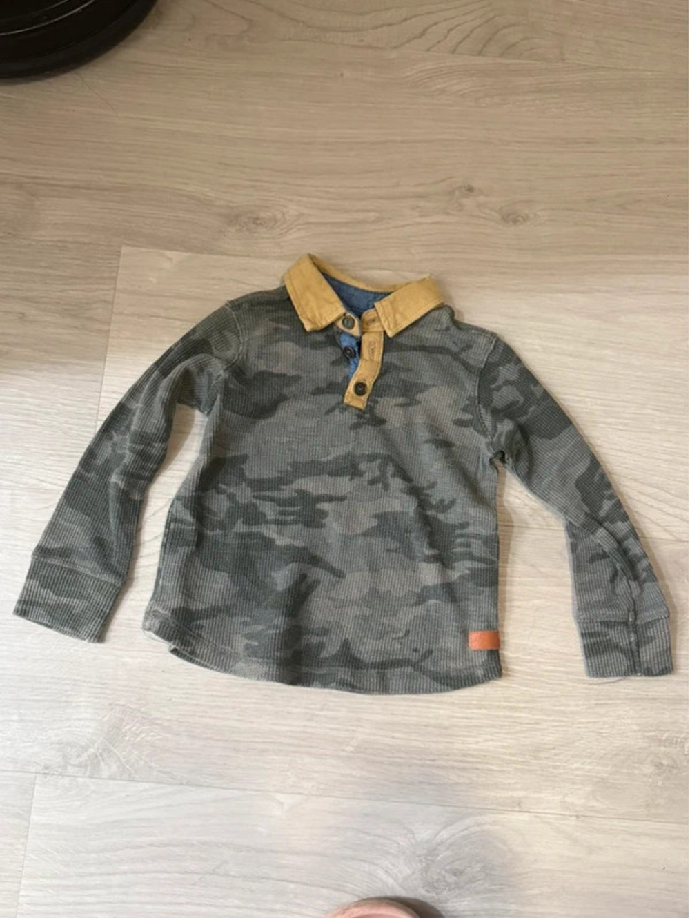 7 For All Mankind Camo Waffle Thermal Polo Shirt - Size 3T
